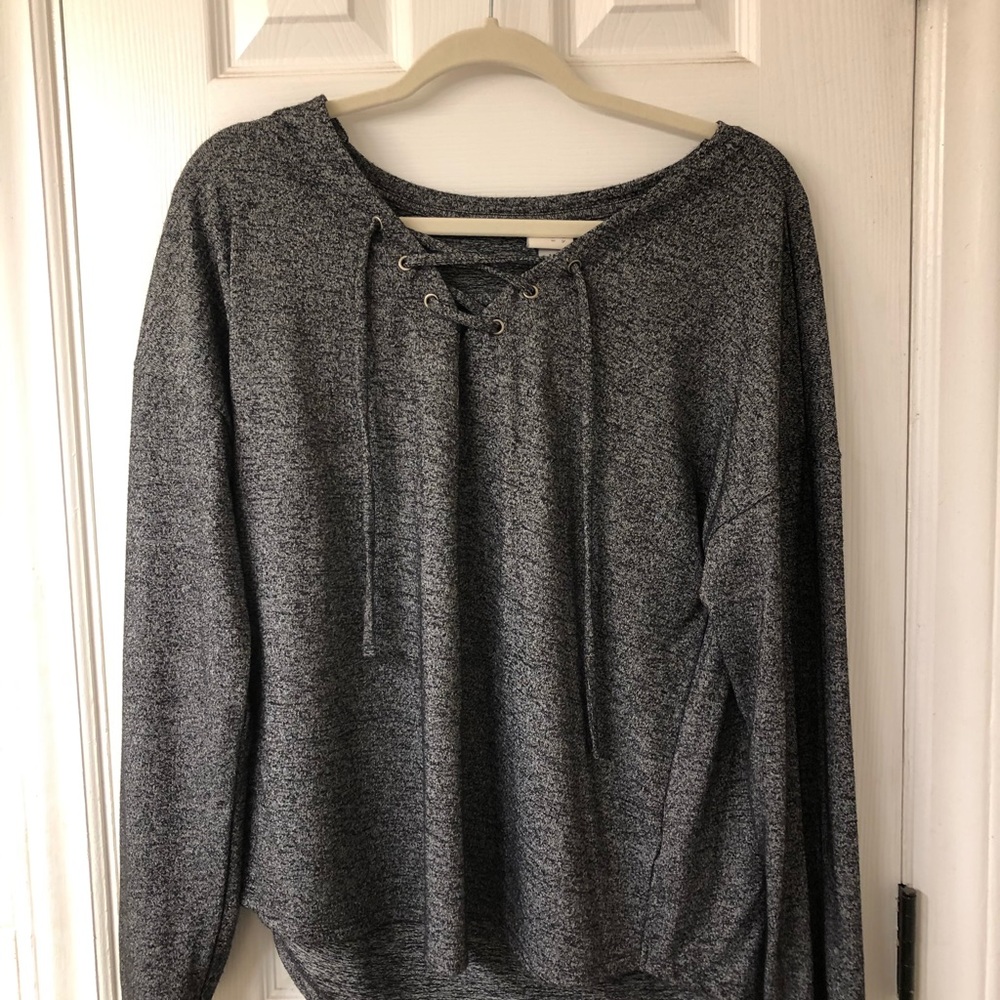 a new day black long sleeve with string tied front